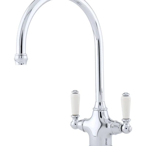 Perrin and Rowe Phoenician Monobloc Mixer Tap - White Porcelain Levers 