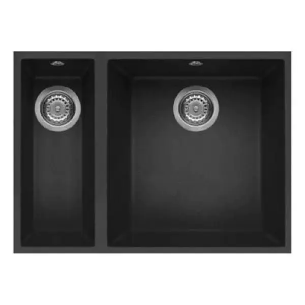 Reginox Quadra 150 B U-M Granite Undermount 600 Double Sink Black