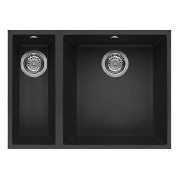 Reginox Quadra 150 B U-M Granite Undermount 600 Double Sink Black